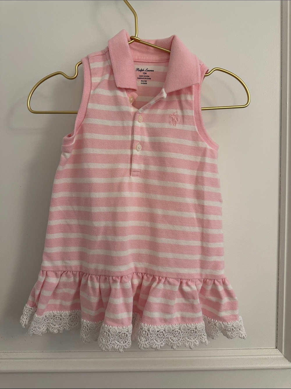 Ralph Lauren Pink & White Striped Sleeveless Polo Dress